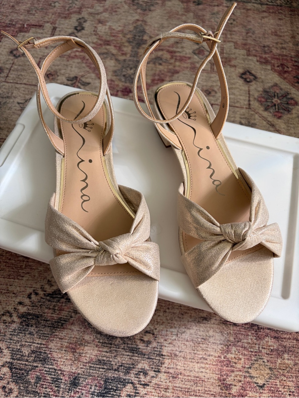 Nordstrom Champagne Knot Ankle-Strap Heels